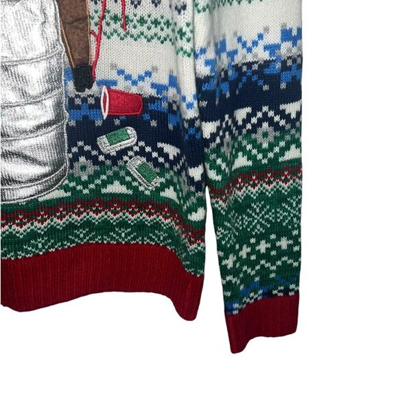 Unisex Blizzard Bay Ugly Christmas Sweater With Reindeers and Bottle Holder SM - Picture 5 of 10
